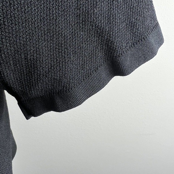 Sandro Paris Black Short Sleeve Dress Size 3 40 US 8 Overlay Stretchy - Picture 7 of 14